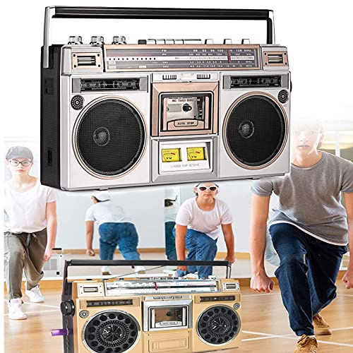 Boombox d'enregistrement Portable, Lecteur de Cassettes Bluetooth rétro, Microphone intégré + Radio Am/FM + Streaming sans Fil + égaliseur 3 Bandes, pour Groupe de Rock étudiant
