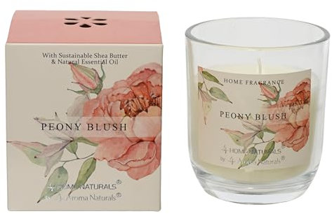 Decoris Duftkerze im Glas 9cm - Wachskerze mit Pfingstrose Duft - Kerzen aus Wachs als Entspannung Geschenk für Frauen - Tischkerzen Aromakerze für Hochzeit Ostern - Creme Weiß