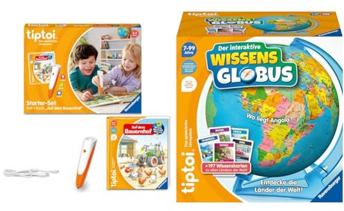 Ravensburger tiptoi Starter-Set 00114: Stift und Bauernhof-Buch & tiptoi Spiel 00107 - Der interaktive Wissens-Globus