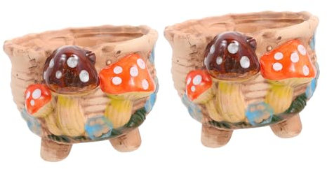 BESPORTBLE 2 Piezas Macetero de gres con Setas Originales presentes Originales favores de Fiesta de Unicornio macetas para Plantas al Aire Libre decoración Vintage Hongo