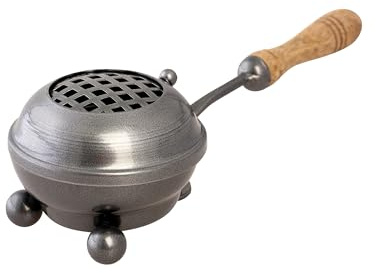NKlaus Räucherpfanne zum Räuchern Eisen, Silber anthrazit Gitter, 1 Stück | Handarbeit; räuchergefäß mit griff; weihrauchpfanne; räucherschale mit griff; weihrauchschwenker; rÃ¤ucherschale mit griff