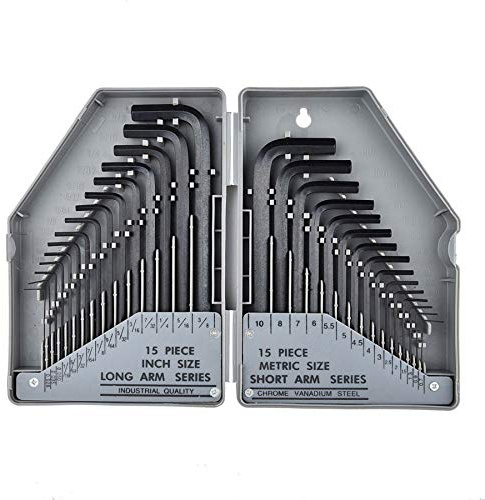 Chiave inglese, Chiave regolabile - Chiave a brugola con chiave esagonale Jewii da 30 pezzi 0,028- 3/8 pollici; Chiave for cambio professionale con braccio lungo for chiave in acciaio al cromo-vanad