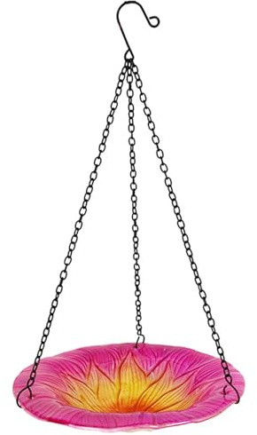 Hängendes Vogelbad, 20,3 cm, Vogelbadschale, dekorative Vogeltränke, Blumen-Vogelbad, Glas, hängende Vogelfutterstation für den Außenbereich, für Garten, Hof, Terrasse, Dekoration, Vogelbadschale, Vog