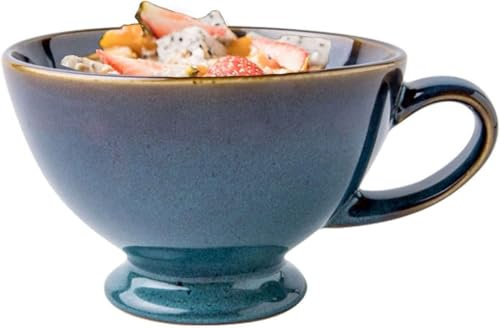 HISMPSOBN Dinner Plate,Serving Plate, Fruit Salad Bowl with Handle for French Onion Soup, Pumpkin Soup and Grain. Dishwashers, Microwave Ovens and Ovens are Safe.