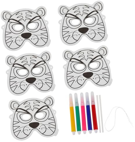 BESTonZON 1satz Graffiti Tiermasken Blanko Ausmalmasken Für Mädchen Unbemalt Für Halloween Und Kreative Bastelaktionen Sicheres Material Einfach Zu Gestalten