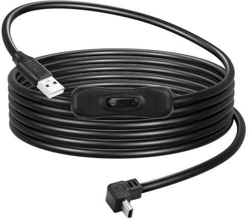 CERRXIAN USB-A to Mini USB Cable with On Off Switch Type A 2.0 Male to Angle Mini B Cable Data Charging Switch Cord for PC, Laptop, Car Dash Cam, Digital Camera (UP Angle, 2M)