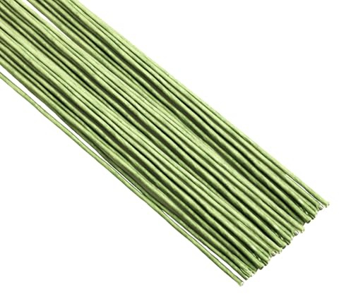 Etetevntt 50 Stück 16 Gauge grüner Blumendraht, Draht für Papierblumen, 40,6 cm, künstlicher Basteldraht, Kranz, Zubehör für Hochzeit, DIY