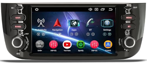 erisin 8-Core Android 14 Autoradio per Fiat Grande Punto, Fiat Linea 2014-2016 Supporto Carplay Bluetooth 5.0 GPS DSP WiFi SWC Dab+RDS Radio Navigatore auto 4GB RAM 64GB ROM