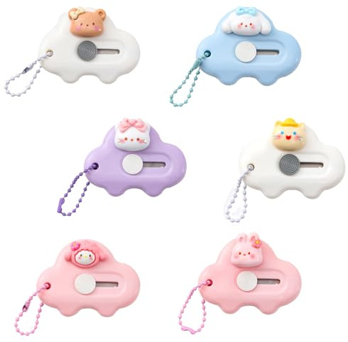 Coupe-boîtes - Lot de 6 ouvre-lettres rétractables, ouvre-paquet pour fournitures scolaires et de bureau, ensemble d'ouvre-boîtes rétractables pour porte-clés, sac de poche, colis, enveloppe, courrier