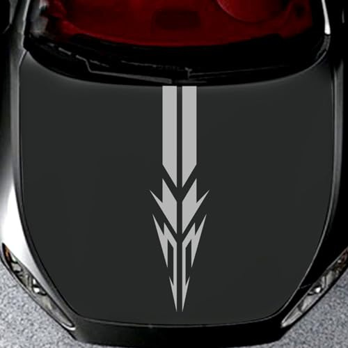 Calcomanía del capó Pegatina Adhesivos a rayas para el coche Calcomanía Decorativa de Gráficos de Vinilo para Automóviles/Camiones/SUV(Gris)