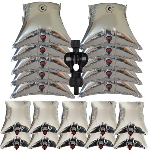 Superfind24 Wasserkanister Wasserbeutel, Set 10x30 und 10x15 Liter inklusive Dauerdurchlaufhahn Prepper Wasser Notfallvorsorge Beutel zum Lagern von Getränken wie Wasser, Wein, Säfte und vieles mehr.