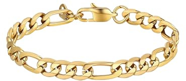 PROSTEEL Pulsera Figaro Hombre Acero Inoxidable 6/9/13mm Pulseras Eslabones Cadenas Fígaro Plateado/Dorado/Negro, 19cm/21cm/23cm, Joyas Hombres Mujeres con Caja de Regalo