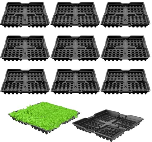 CEIEVER Pflanzen Anzuchtschalen, Profi Gärtnerbox Pflanzschale Pikierschale 4/10 Stück Pflanzschalen für Anzucht 50X50X7CM Treibhaus Anzuchtschale für Pflanzen,Kräutern,Blumen,Gemüse und Obst (10)