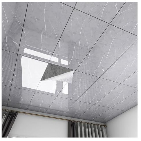 Selbstklebende PVC-Wandaufkleber, dekorative Deckenfliesen, Deckenverkleidung for Heim-/Bürodekoration(Gray,30x60cm(50pcs))