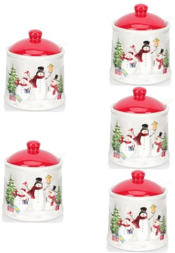 Cabilock 5 Piezas tarro de cerámica para condimentos tarro de galletas botes de te de navidad dulce bol lata cafe home decor recipiente compacto para condimentos delicado tarro de especias