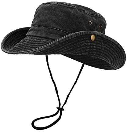 Generisch Anglerhut Techno Atmungsaktive breite Krempe Boonie Hat Outdoor Mesh Cap zum Angeln auf Reisen Fischerhut Batik (Black, One Size)