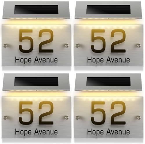 Artibetter 4sets Solar Address Sign House Number Lamp Door Numbers for Outdoor Garden Lanterns and House Plaques Signs
