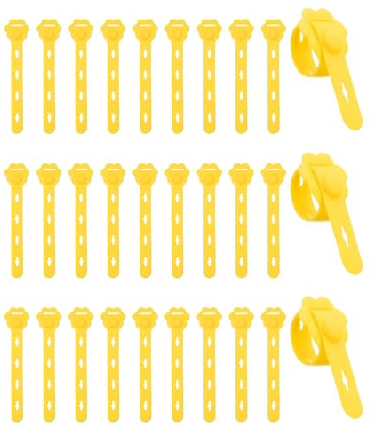 PATIKIL 30Pcs Silicone Cable Ties, Reusable Cord Management Organizer Elastic Wire Cable Organizer for Bundling Earphones Appliance Cords, Yellow