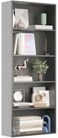 Nordivale Regal Schwarz 20 cm Tief, 5-Ebenen Bücherregal, Standregal, Offenes Regal Holz, Würfelregal, Gücherschrank, Bookshelf für Wohnzimmer, Schlafzimmer, Büro, Arbeitszimmer, 1 Pack