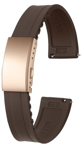 ULLCHRO Uhrenarmband 20 mm Weiches Armband für Uhr Kautschuk Ersatzarmband Smartwatch 22mm Herren Silikon Uhrenband (20mm, Dunkelbraun)