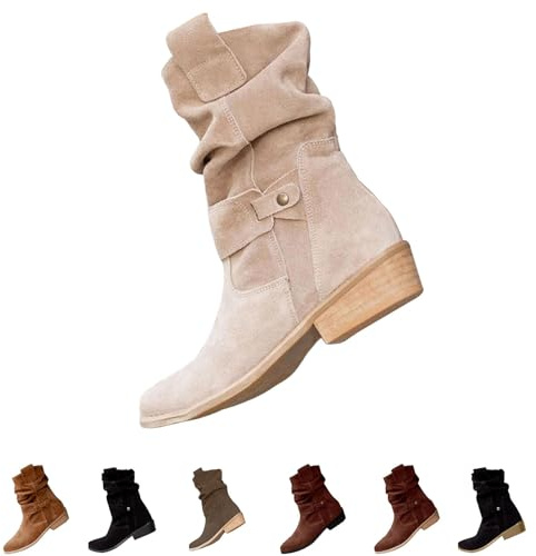 Stivali Donna Estivi Traforati Texani Cowboy Western Scarpe da Punta Camperos Etnici Stivaletti Equitazione Invernali Stivali Estivi Donna con Tacco