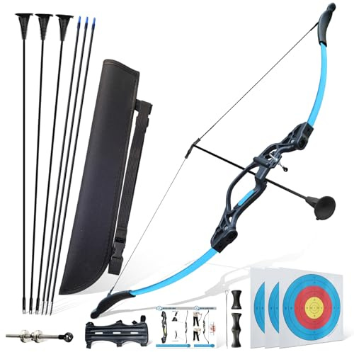 Bow and Arrow Set for Adults Beginners,18lbs Archery Set Recurve Bow Right Hand,Upgraded Archery Bows with 6 Arrows Target Practice （Blue