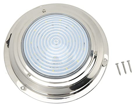 Tbest Luz de Cortesía LED para Barcos Acero Inoxidable 316 18 Cuentas de Lámpara Alto Brillo IP65 12 V Iluminación Interior Marina Redonda para RV Yate Cabina Baño Pasillo (Iluminación blanca)