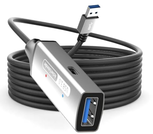 Fegtrtyoa Cable de Extensión Activo USB 3.0 con Amplificador Cable Extensor Activo USB 3.0 Cable de Extensión USB 3.0 Macho A Hembra 5 M