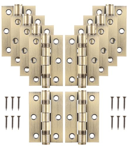 MEIDIV 16 Pack Heavy Duty Door Hinges 3 Inch, 75mm Antique Brass Internal Door Hinges, Stainless Steel Ball Bearing Hinge, Butt Hinge for Doors