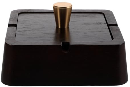 Veemoon Cenicero a Prueba de Viento con Tapa - Cenicero Cuadrado de Madera con Interior de Acero Inoxidable para Interiores y Exteriores.