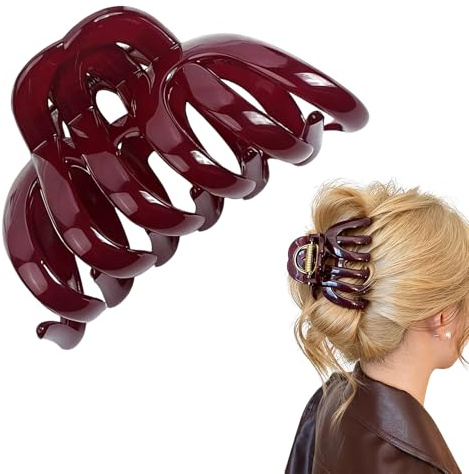 Röd hårklämma stor, vintage claw clip, hårklämmor dam, halkfria hårklämmor, hårklämma, trendiga hårklämmor för tunt tjockt hår, franska hårtillbehör för kvinnor
