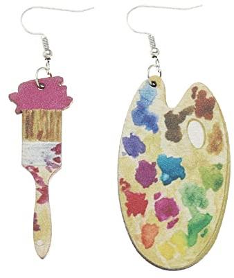 HHRLCHX Earrings for Woman Creative Teacher's Day Earrings Gift Book Paintbrush Print Earrings Contracted Show Temperament Earrings Stash Earrings