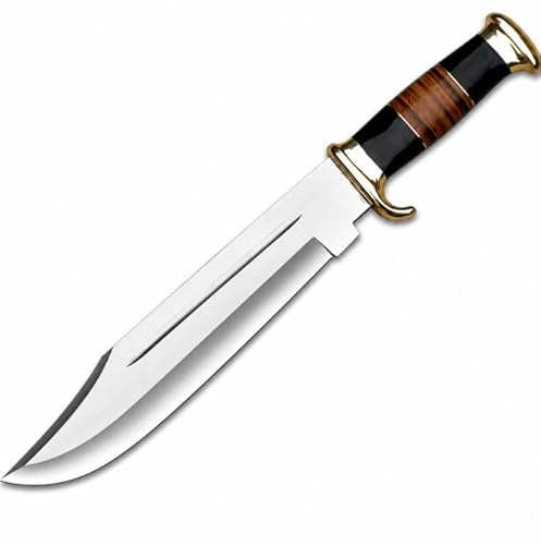 Novahaven Handmade Large Crocodile Hunting & Camping Bowie Knife with Leather Sheath Big Survival Fixed Blade Knife with Leather and Black Micarta Handle for Outdoor Camping Knives For Men