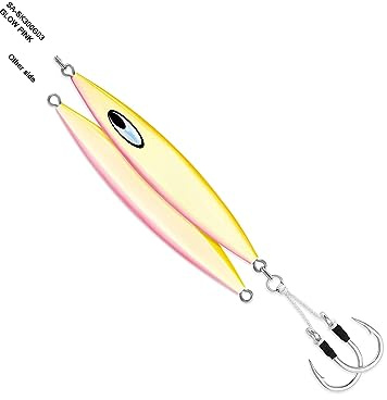 Daiwa Unisex Jig Saltwater SA-SK110G03 Saltiga SLK MetalJig, 113 g, 7/0 Assist Krokar, Glow, Multi, En storlek