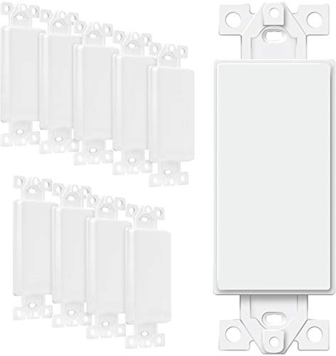 ENERLITES Blank Adapter Insert for Decorator Wall Plates, Unbreakable Polycarbonate Thermoplastic, ETL Listed, 6001-W-10PCS, White, 10 Piece