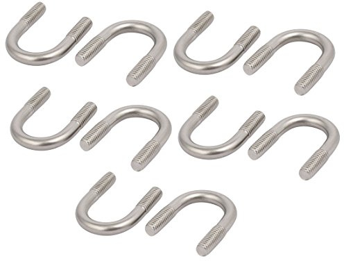 sourcing map 10 Stück Bügelschraube M6x16mm U Bolzen 304 Edelstahl U-Bügel mit Gewinde Bügelschelle Runde U-Bolzen Nyloneinsatz Mutter Unterlegscheibe