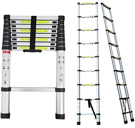 Scala Telescopica Da 2,6 m In Alluminio, Allungabile Leggera Salva Spazio Multiuso, Per Casa, Ufficio, Giardino, Soppalco, Scaletta Portatile Antiscivolo