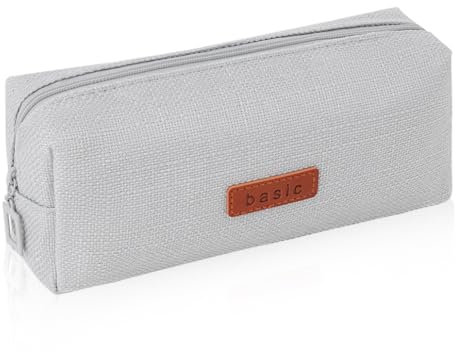 iSuperb Federmäppchen Mädchen Mäppchen Jungen Studenten Federmappe Unisex Stifte Organizer Kosmetiktasche klein Leinen Federtasche für Damen Einschulung Geschenk Schulsachen (Hellgrau)