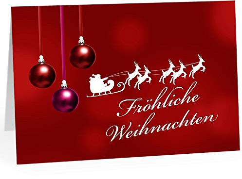 Große XXL Weihnachtskarte DIN A4 (Design Rote Karte - Fröhliche Weihnachten - schlicht) mit Umschlag/Weihnachten/Postkarte/Klappkarte/zum Geschenk/moderne Karte
