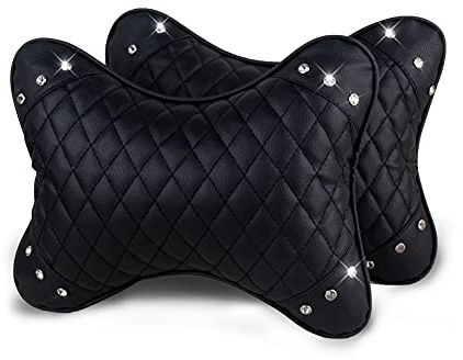 eing Car Neck Pillow Breathable Auto Head Neck Rest Cushion Bling Crystal Relax Neck Support Headrest Comfortable Soft Pillows for Travel Car Seat & Home - 2 Pack