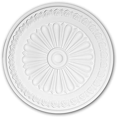 PRO[f]home® - Rosace 156037 Élement décorative Élement pour plafond style Néo-Classicisme blanc Ø 33 cm Profhome