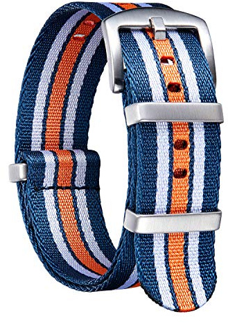 BINLUN Nylon Watch Band 18mm,20mm,22mm,24mm Rugged Military Replacement Watch Straps Silver&Black Stainless Buckle Heavy-Duty Wristband For Traditional Men Women Watches
