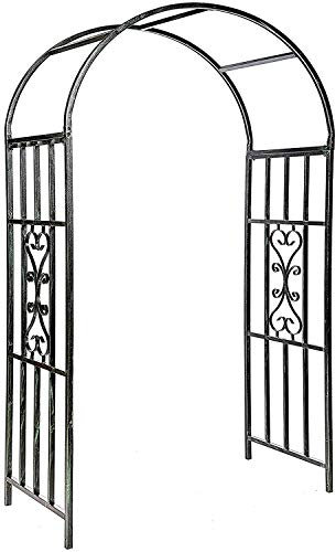 Gr8 Garden Patio Outdoor Large Black Metal Rose Arch Wedding Archway Ornament Arbour Pergola For Climbing Plants Trellis Support