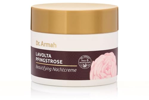 LAVOLTA Pion nattkräm naturlig anti-aging ansiktskräm med sheasmör, hyaluronsyra, mandelolja och pantenol med E-vitamin och Q10 100 ml – vegansk utan tillsatser