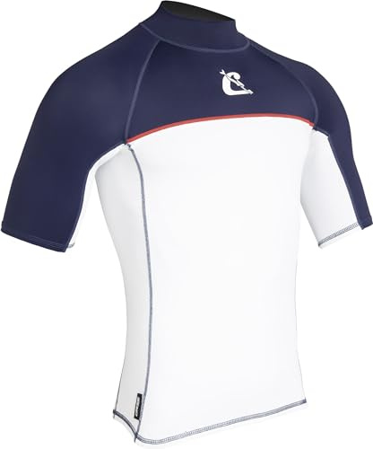 Cressi Shield Man Rash Guard Short/SL Schützender Rashguard für SUP und Wassersport, Weiß/Blau, M/3