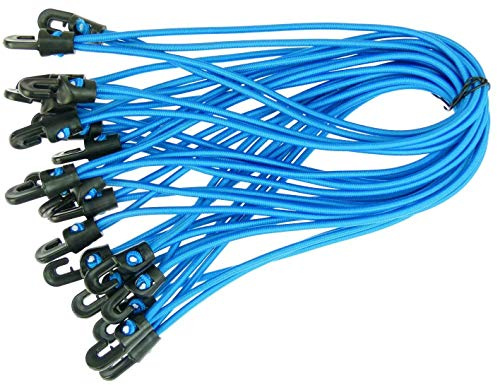 20 Stück Spannfix Planenspanner 25 cm, Ø 4 mm Blau - Spanngummi Expander mit Haken (20 Stück, Blau)