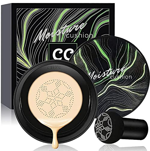 Cynamus Pilzkopf Luftkissen, CC Creme, Foundation Cover Concealer Make-up Feuchtigkeitsspendende aufhellende Pigment Liquid Foundation,Perfekte Abdeckung, Make-up für alle Haut(01 Elfenbein)