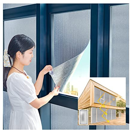 LJIANW Verdunkelungsrollo, Fenster Isolierfolie, Verdicken Aluminiumfolie Schatten for Sonnenzimmer Kälteschutz Warm Halten Datenschutz (Farbe : Silver, Größe : 120x160cm)