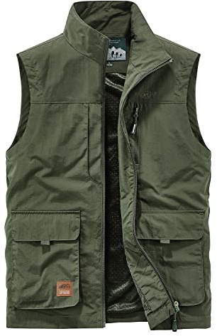 KTWOLEN Herren Outdoor Sport Weste Ärmellose Jacke Safari Weste mit Vielen Taschen Anglerweste Fotografie Sport Camping Jagd Wandern Freizeitweste