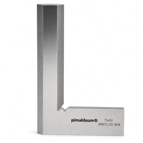 PIMALDAUM Équerre plate 90° DIN 875/00 – Acier inoxydable 4Cr13 – Équerre de contrôle et de référence – Classe de précision 00 – Différentes tailles disponible (75 * 50 mm)